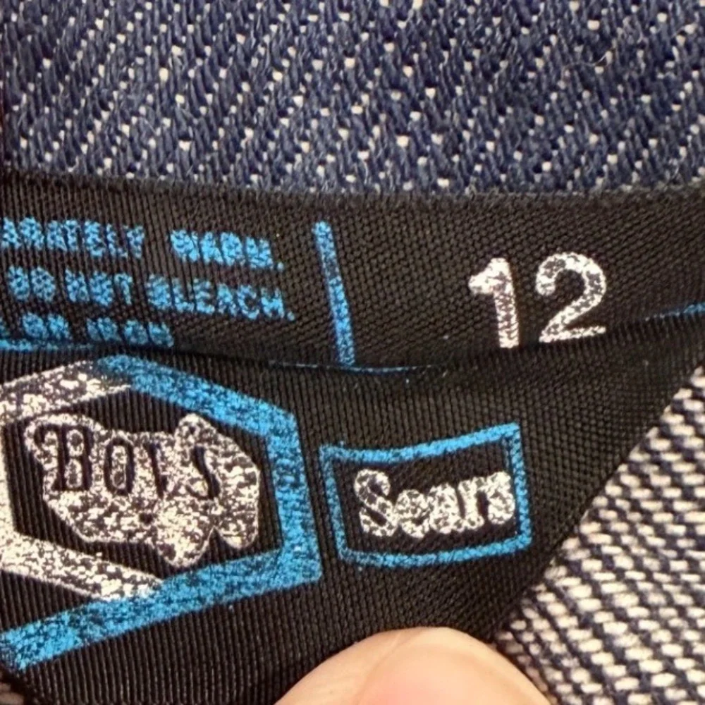 Boys Sears Golden Wheels Denim Jacket Blue Size 12 Graphic Print Trucker‎